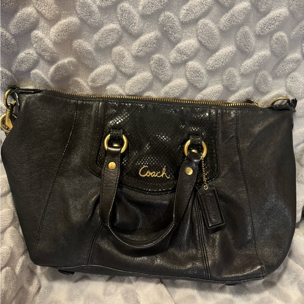 Coach Black Leather Satchel with Gold Hardware